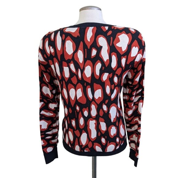 Garcia Womens Large Cardigan Black Red Print Lightweight Button Front Cotton - Picture 3 of 7